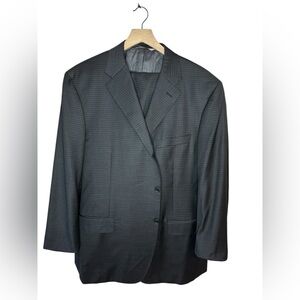 Canali 2 Piece Wool Suit Set Size 50R Black Check